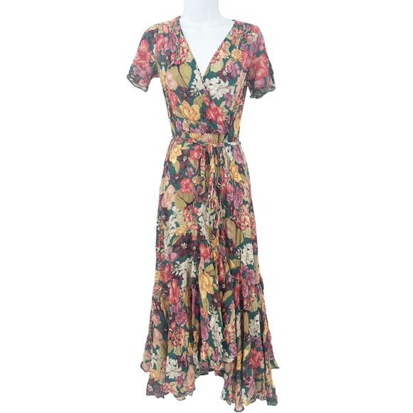 Johnny Was Jade Womens Boho Spring‎ Resortwear Strass Wrap Floral Maxi Dress XS - Picture 3 of 11
